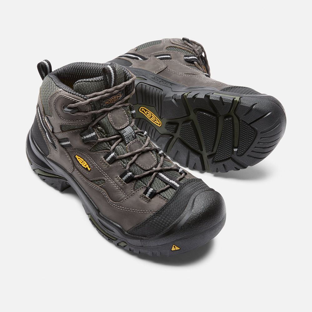 Botas de Trabajo Keen Mexico Negros Marrom - Hombre Braddock Waterproof Mid (Steel Toe) - BA3572160